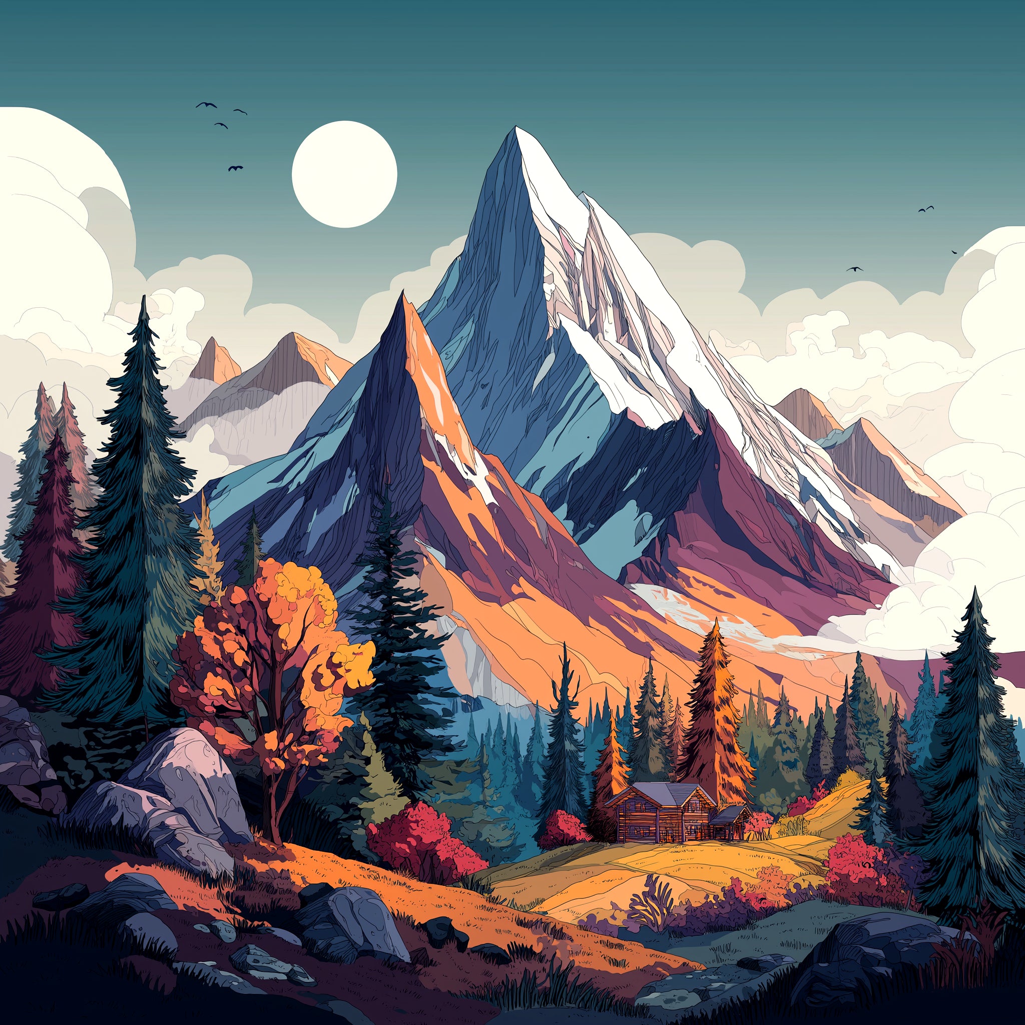 Affiche CHALET DU PIC BLANC – Art mural ambiance montagne | THE EAST MOUNTAIN