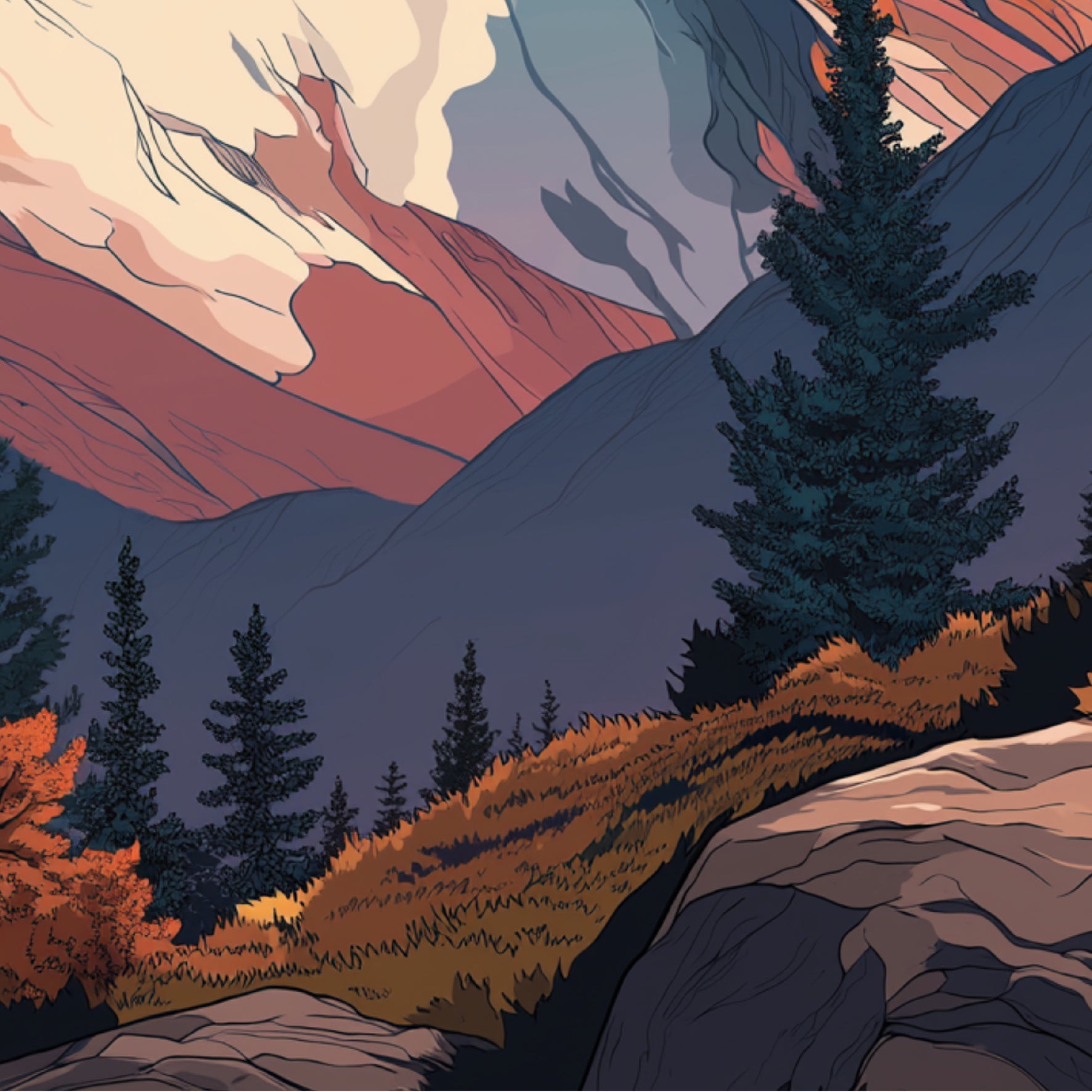 Affiche PASSION MONTAGNE - LUMIERE D'UN SOIR – Décoration murale esprit alpin | THE EAST MOUNTAIN