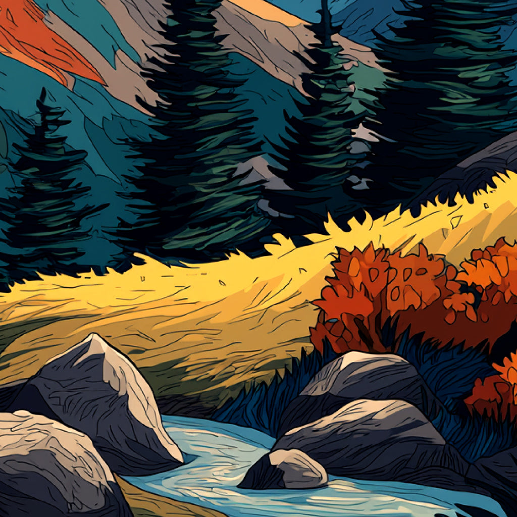 Affiche PASSION MONTAGNE - LES COULEURS DES CIMES – Illustration décorative esprit nature | THE EAST MOUNTAIN